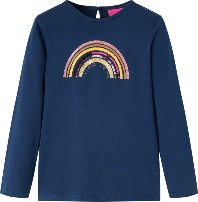 T-skjorte for barn med lange ermer marineblå 104