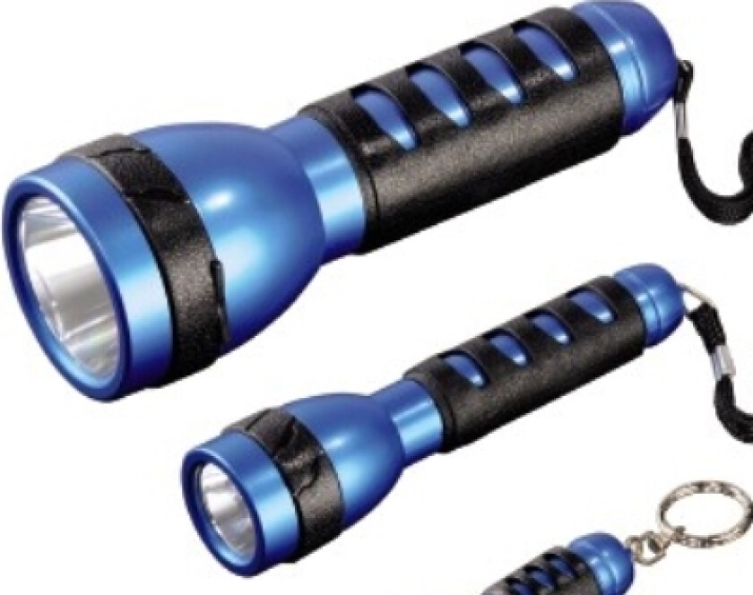 Fl-130 Torch Set, Lommelykt, Sort, Blå, Led, Aa, 3 Stykker