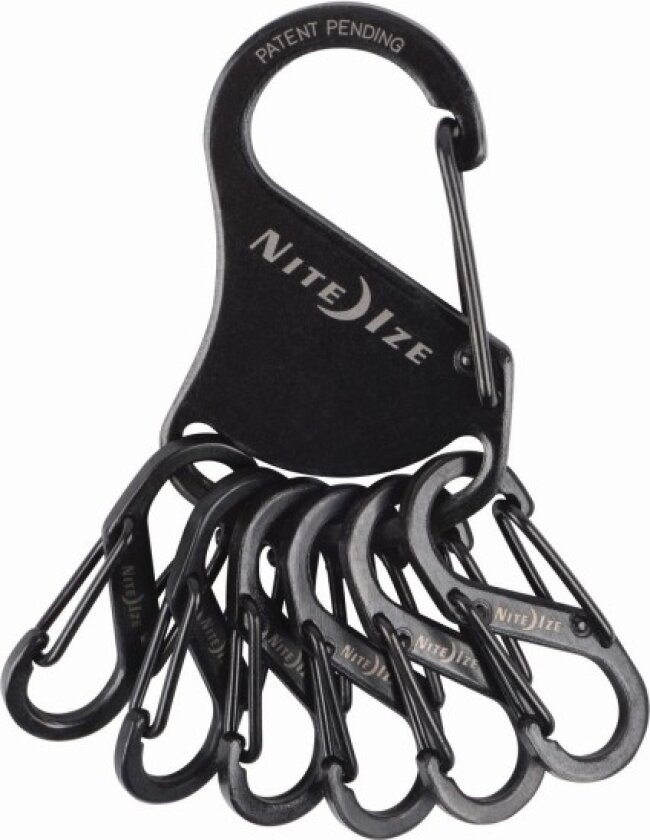 Nite Ize Keyrack + 6X Mikrokarabin I Rustfritt Stål Svart (Krs-03-01)