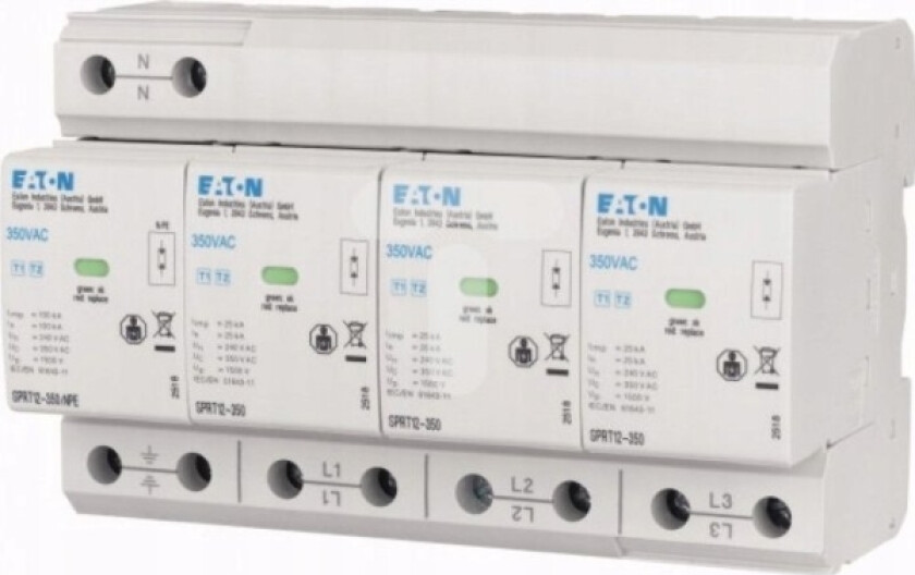 Eaton Surge Arrester B + C Type 1 + 2 3P + N 25Ka 240V Sprt12-350/3 + Npe-Ax 195 236
