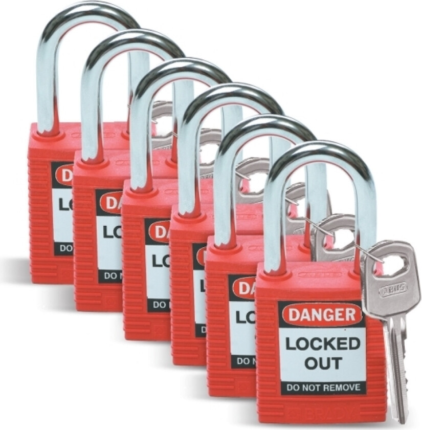 051339, Tradisjonell, Kominasjon Og Nøkkellås, Bruk Bare Én Nøkkel, Rød, Stål, U-Formet