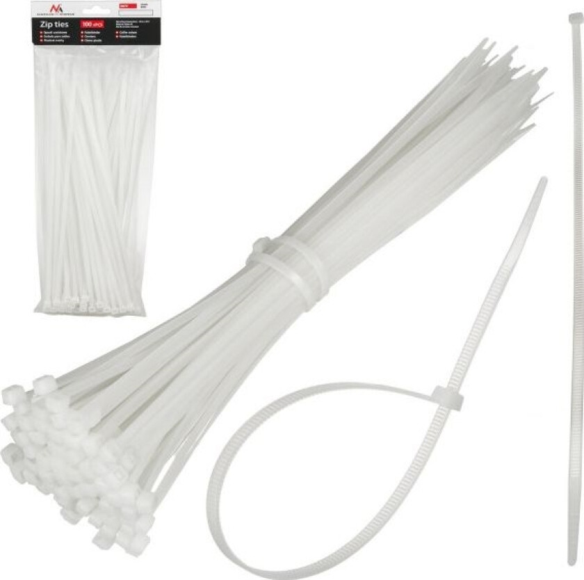 Maclean Organizer Cable Ties (100 Pieces) Maclean Mctv-463 W - White, 3.6X250mm