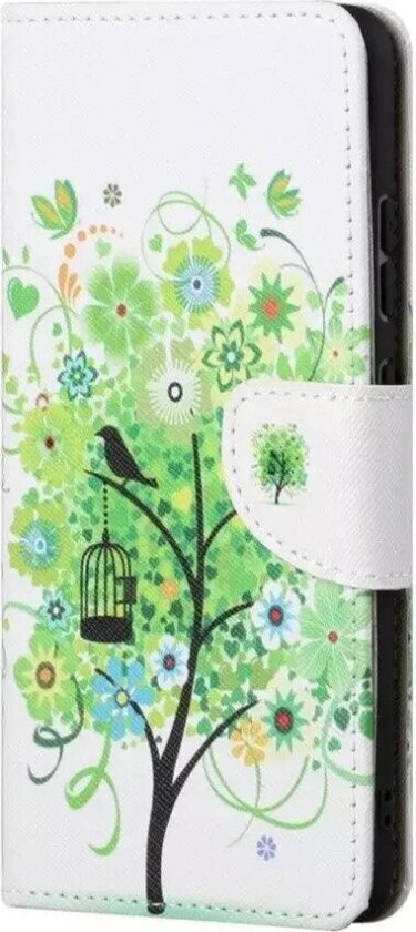 Samsung Galaxy S22+ (Plus) Læder Flip Deksel m. Pung - Grøn Træ