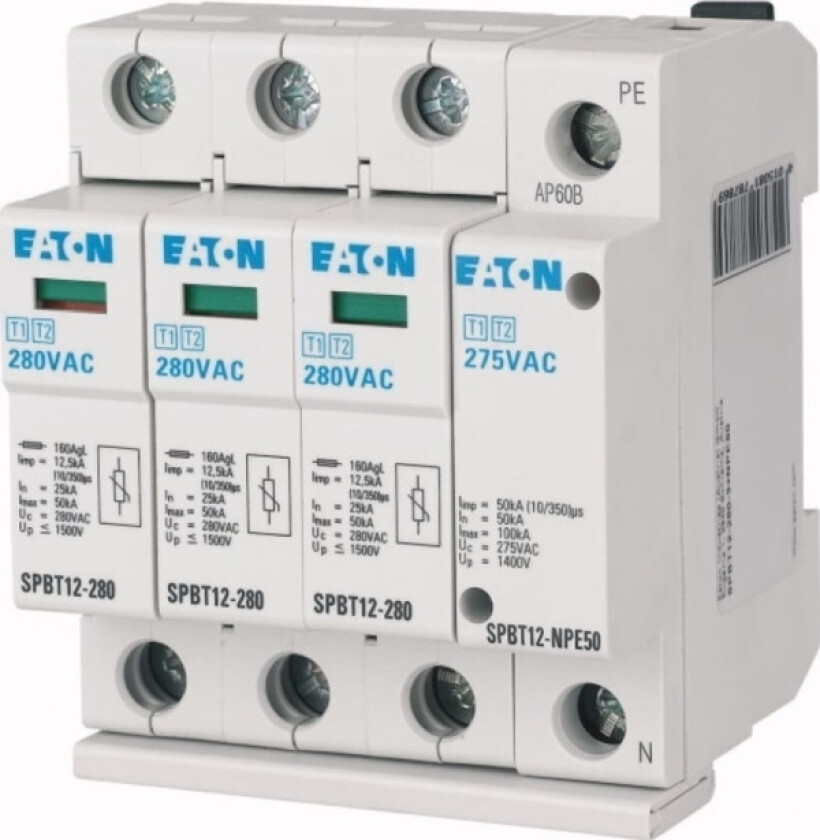 Eaton Surge Arrester B + C Type 1 + 2 1 + Npe 12.5Ka 280V Spbt12-280-3 + Npe50 184750