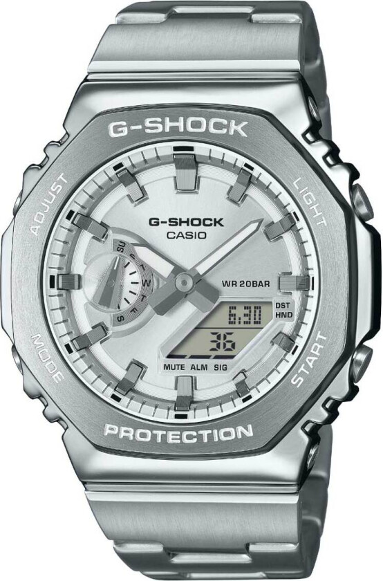 G-Shock G-Steel GM-2110D-7AER - Anadigi - Sølv - Herreklokker - Rustfritt stål - ledd m/pin - Mineral