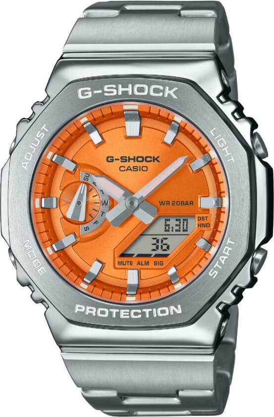 G-Shock G-Steel GM-2110D-4AER - Anadigi - Sølv - Herreklokker - Rustfritt stål - ledd m/pin - Mineral