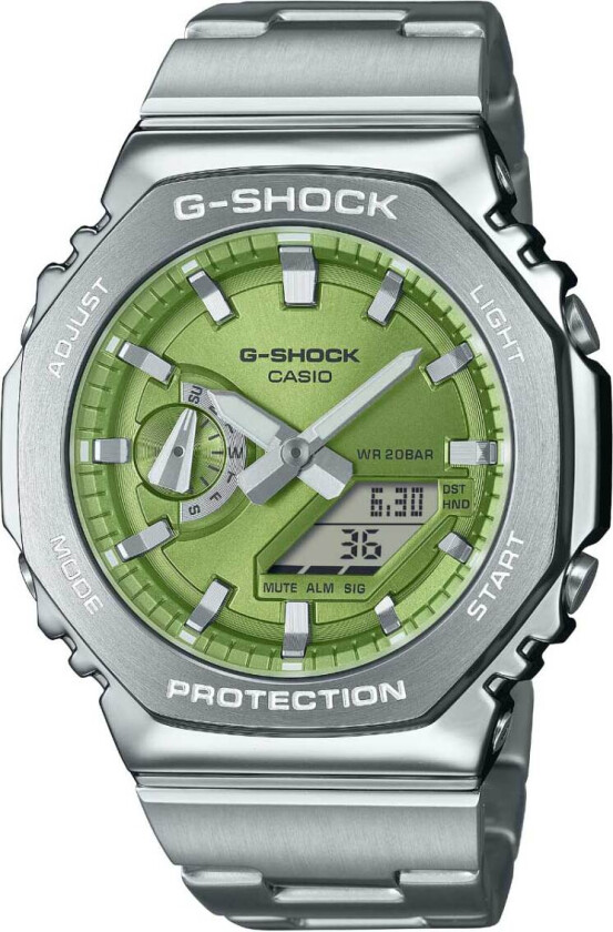 G-Shock G-Steel GM-2110D-3AER - Anadigi - Sølv - Herreklokker - Rustfritt stål - ledd m/pin - Mineral