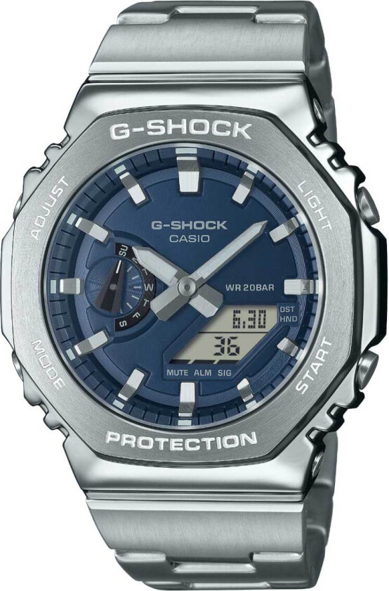 G-Shock G-Steel GM-2110D-2BER - Anadigi - Sølv - Herreklokker - Rustfritt stål - ledd m/pin - Mineral