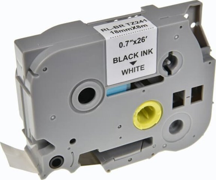 G&G G&G-Kompatibel Etikettskrivertape, For Brother, Tze-241, Svart Trykk/Hvit Bakside, Laminert, 8M, 18Mm
