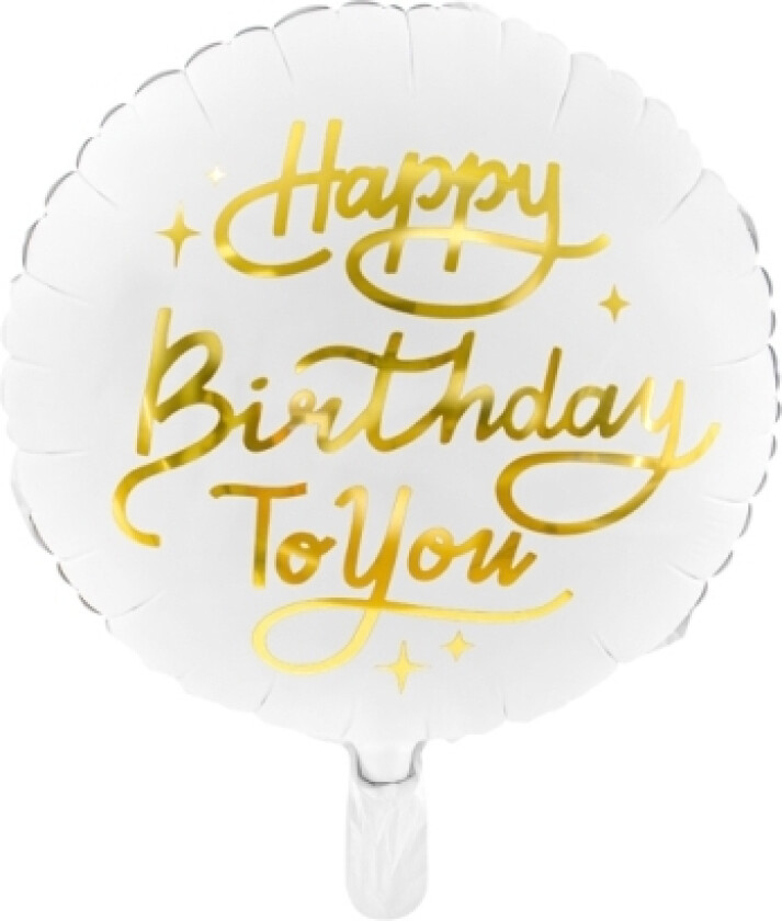 Partydeco Happy Birthday To You, Hvit, Rund, Folie, Bursdag, 35 Cm, 50 Stykker