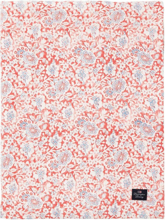 Printed Flowers Recycled Cotton bordduk 150x250 cm Coral