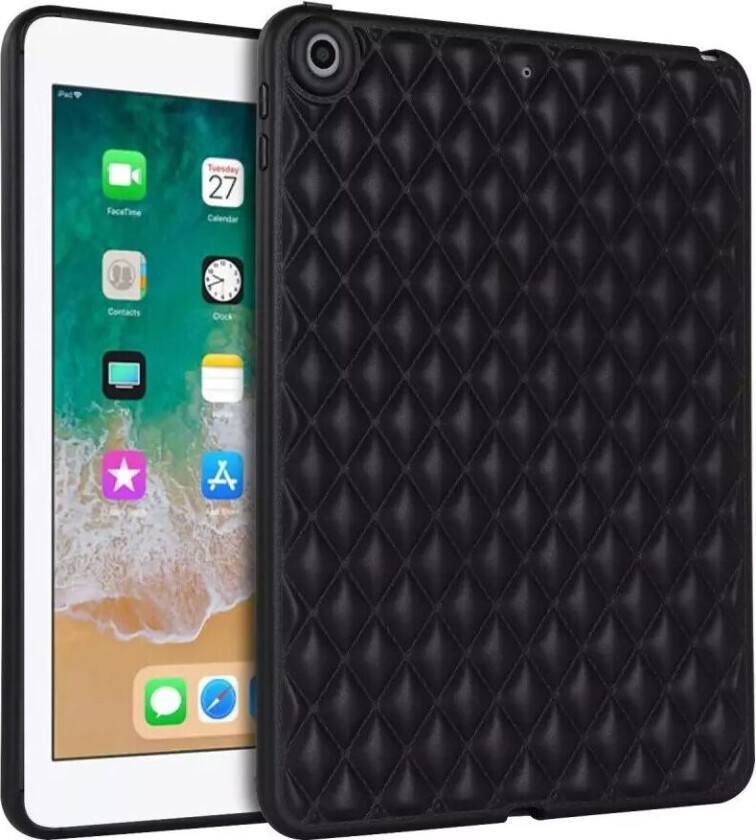 iPad 9.7 (2018-2017) / iPad Air 2 Fleksibelt Plast Deksel - Rhombe Design - Svart