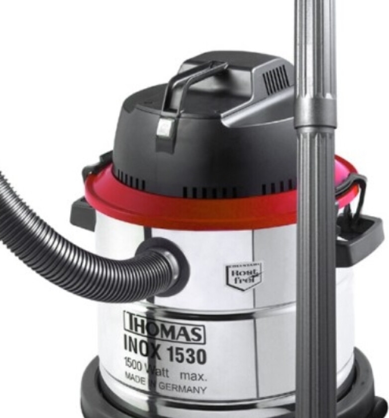 Inox 1530, 1500 W, Trommelvakuum, Tørr & Våt, Støv Pose, Svart, Rød, Rustfritt Stål