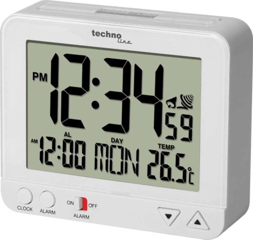 Wt 195, Digital Vekkerklokke, Hvit, Lcd, Aa, 96 Mm, 80 Mm