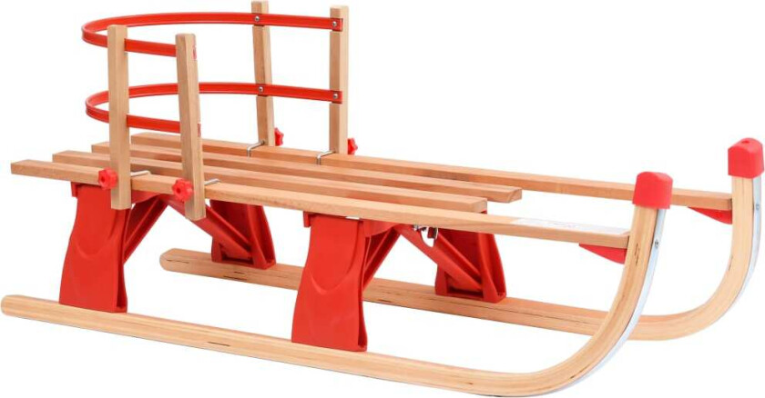 Bilde av Kjelke med ryggstøtte sammenleggbar 119 cm tre Rød