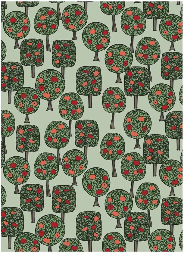 Äppelskogen voksduk Grønn-rød