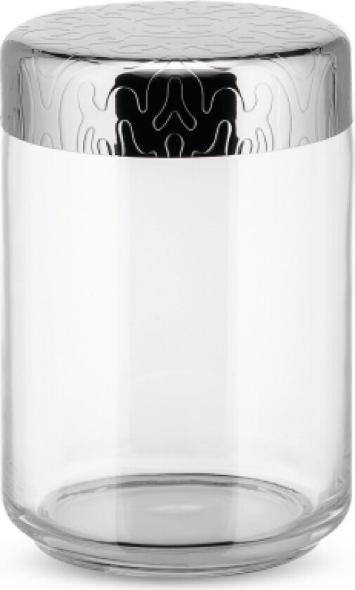 Hermetic jar glass and polished stainless steel with relief 1,5l