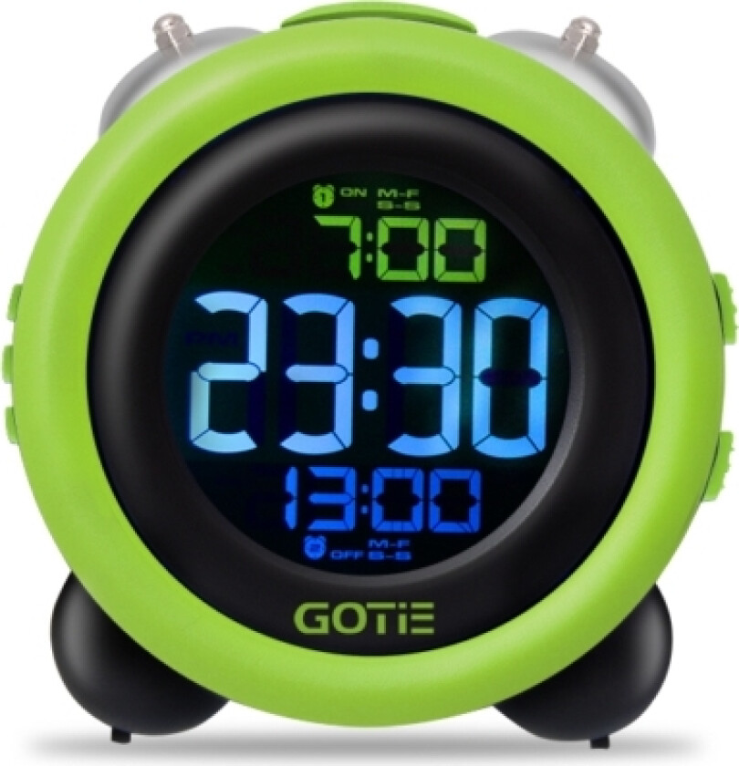 Gotie Gbe-300Z, Digital Vekkerklokke, Rund, Grønn, Metall, Plast, 12/24H, Lcd