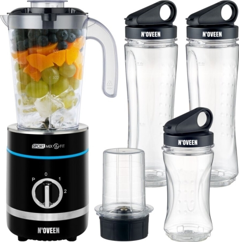 Noveen Sb2000 0.8 L Sport Blender 500 W Black, Transparent