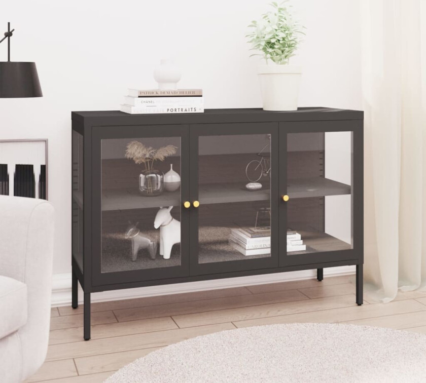 Skjenk antrasitt 105x35x70 cm stål og glass