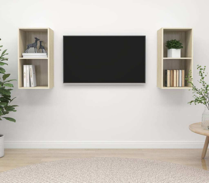 Vegghengte TV-benker 2 stk sonoma eik sponplate