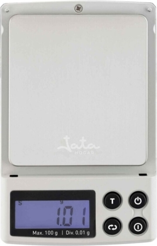Jata Hbal1774, Elektronisk Kjøkkenvekt, 0,1 Kg, 0,01 G, Hvit, Rustfritt Stål, Rustfritt Stål