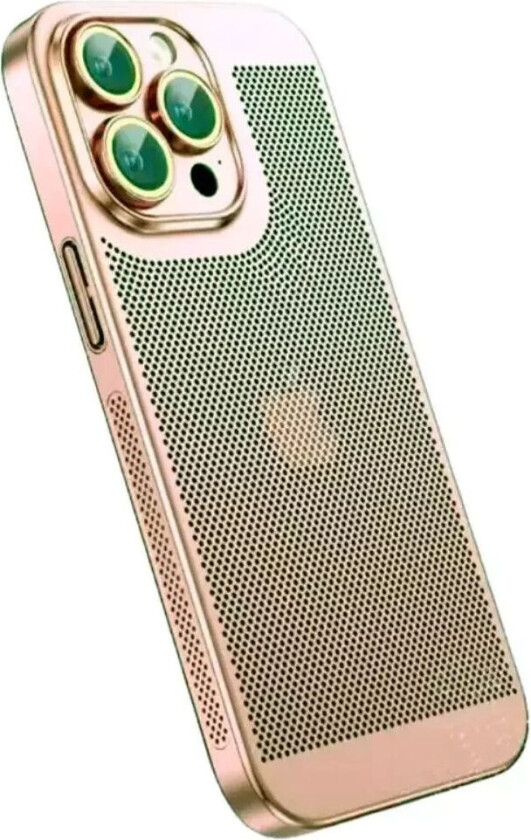 iPhone 15 Pro Hardt Perforert Plastdeksel med Kameralinsebeskyttelse - Rose Gold