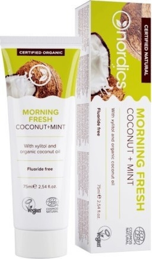 Nordics_Naturlig Morgenfrisk Økologisk Tannkrem Uten Fluor Kokos + Mynte 75Ml