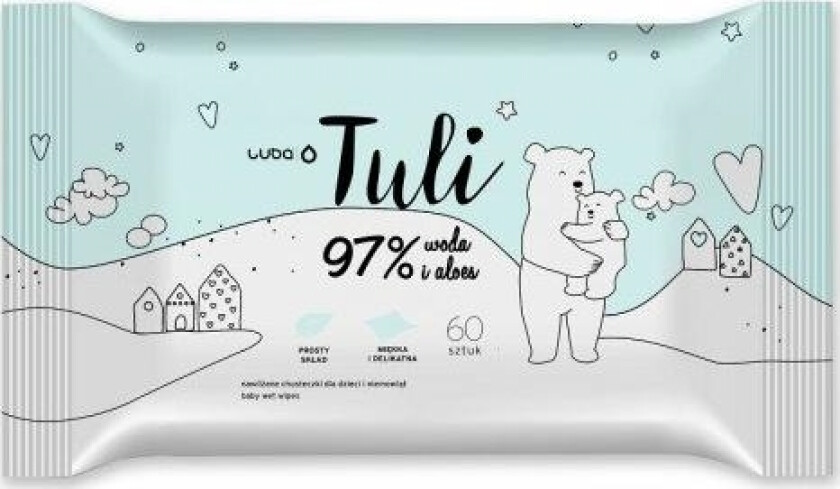 Tuli Våtservietter Til Barn Med Vann Og Aloe 60 Stk.