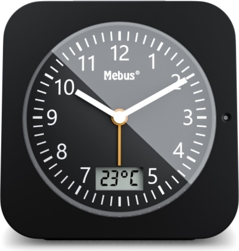 Mebus 25609, Digital Vekkerklokke, Firkant, Sort, 12 Timers, F, °C, Alle Kjønn
