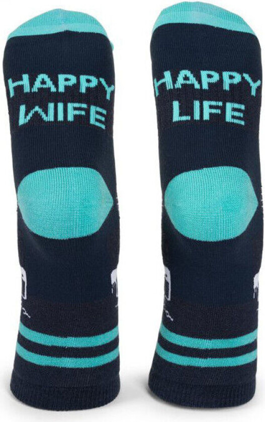 House Of Hygge Merino Ullsokker Happy Wife  Mrkebl  Turkis L (44-47)