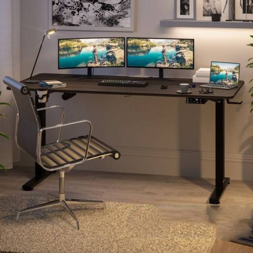 Elektrisk skrivebord 140x60x73-118cm - brun