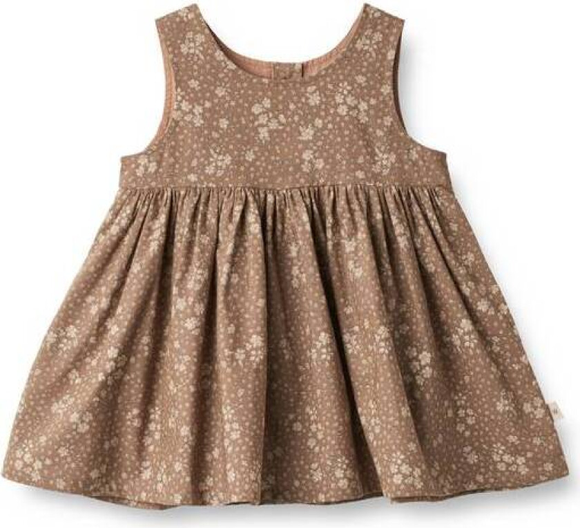 Kjole Pinafore Wrinkles Cocoa Brown Flowers