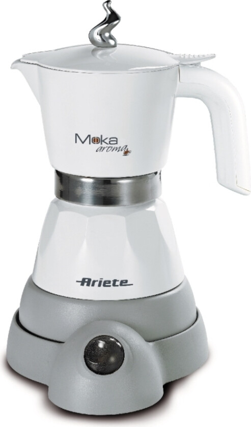 Ariete Moka Aroma, Elektrisk Mokkakanne, Malt Kaffe, 480 W, Grå, Hvit