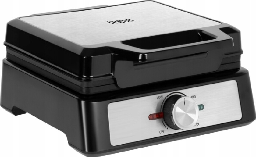 Vaffeljern, 2 Vafler, 1600W, Rustfritt Stål, Effektjustering