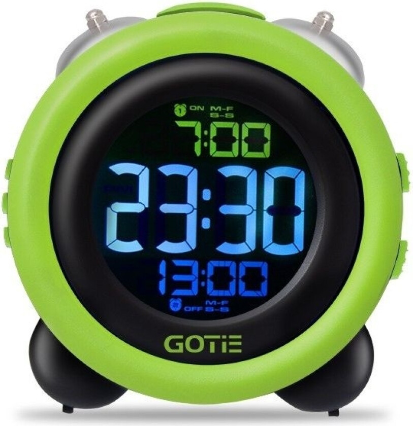Gotie Gbe-300Z, Digital Vekkerklokke, Rund, Grønn, Metall, Plast, 12/24H, Lcd