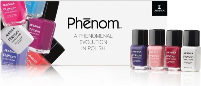 A Phenomenal Evolution In Polish Set Jessica: Phenom Vivid Colour, Top Coat, Nail Polish, Phen-000, Finale Shine, 15 Ml + Phenom Vivid Colour, Nail P