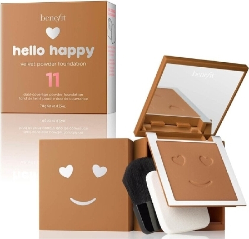 , Hello Happy Velvet, Matte Finish, Compact Foundation, 11, Dark Neutral, 7 G For Women
