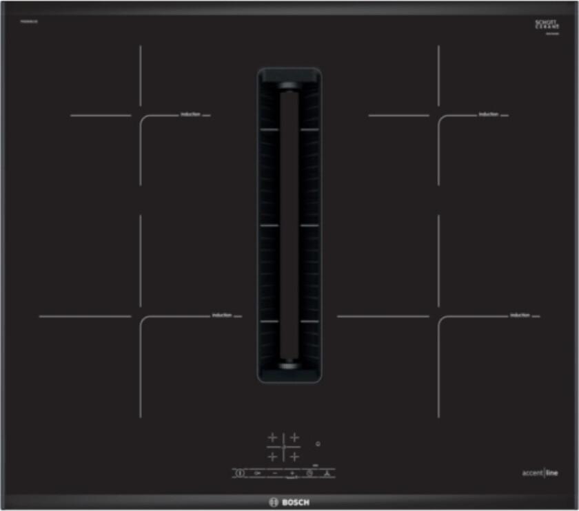 Serie 4 Pie695b15e, Sort, Innebygget, 60 Cm, Sonebasert Induksjon, Glass-Keramikk, 4 Zone(S)