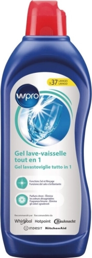Whirlpool Gel753, Oppvaskmiddel + Skyllemiddel + Salt, Gel, 750 Ml, Sitron, Universell, 1 Stykker