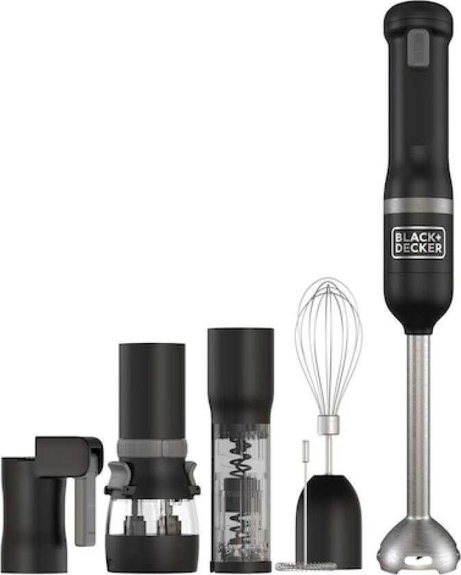 Black + Decker Stabmixer 6Er Kit Schwarz, Handmixer, Svart, Mixning, 0,7 L, Knappar, Plast, Rostfritt Stål