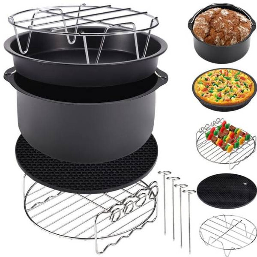 Airfryer tilbehørssett i 9 deler - til 6,5 liter modeller
