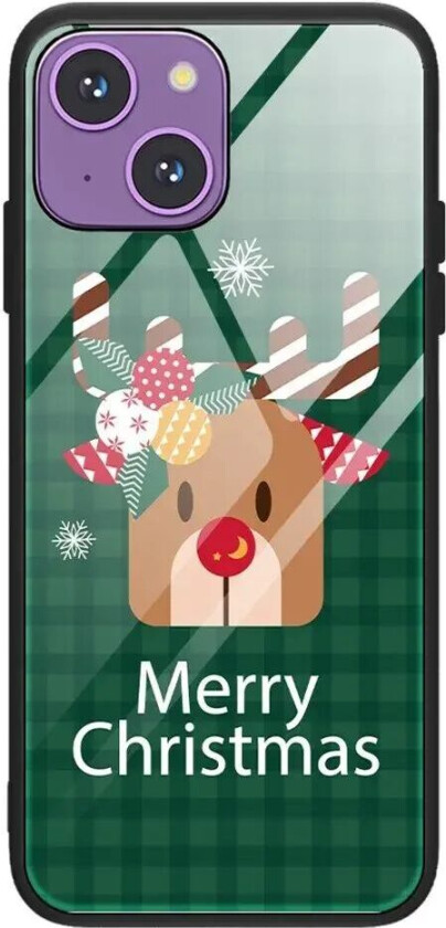 iPhone 15 Jule Deksel m. Glassbakside - Reinsdyr