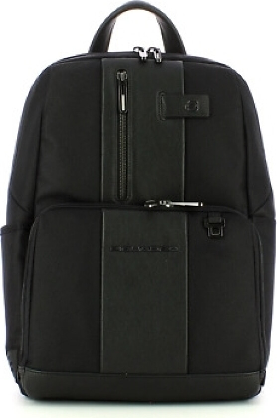 , Brief 2, Nylon And Leather, Briefcase, Laptop And Ipad Compartment, Ca3214br2, Black, 39 X 29 X 15 Cm, For Men
