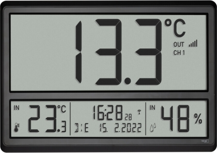 Tfa-Dostmann 60.4523.01, Digital Vekkerklokke, Rektangel, Sort, Plast, 12/24H, -50 - 70 °C