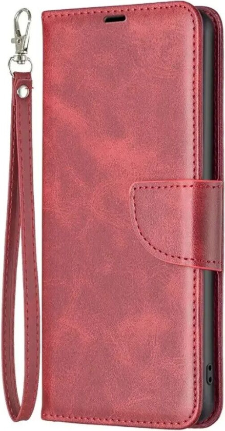 Samsung Galaxy S24 Kunstskinn Flip-Deksel med Lommebok og Stropp - Rød
