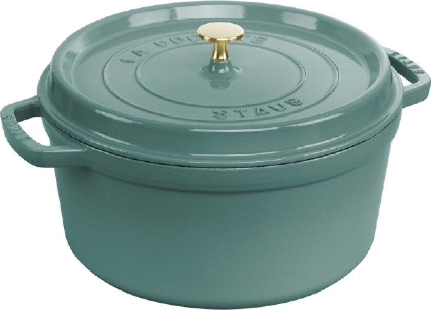 Staub Rund Støpejernsgryte - 6,7 Ltr, Eucalyptus