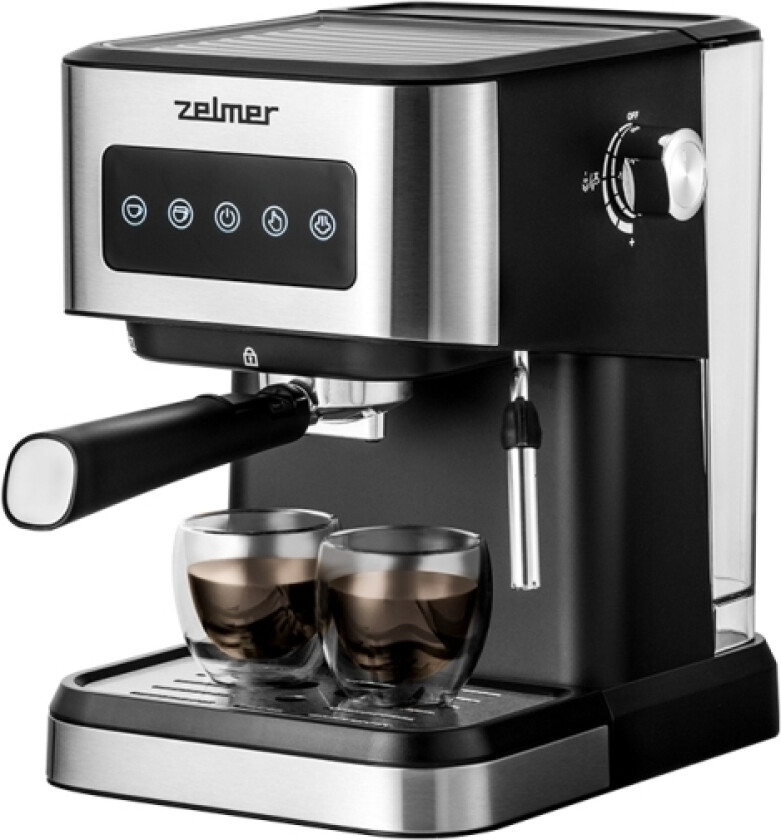 Zelmer Zcm6255 Milano, Espressomaskin, 1,5 L, Kaffe Pute, Malt Kaffe, 1050 W, Sort, Rustfritt Stål