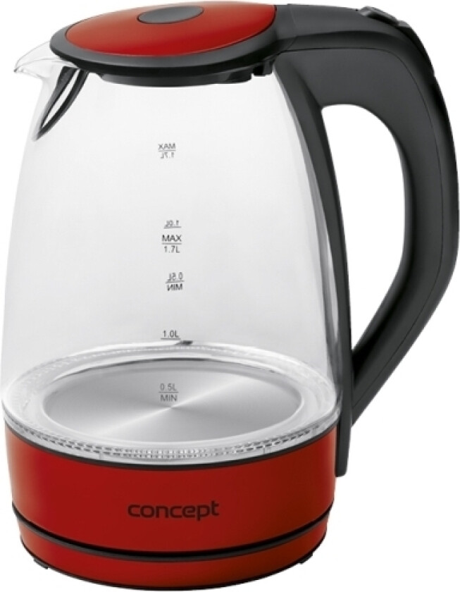 Rk-4030Re, 1,7 L, 2200, 1850, Rød, Glass, Metall, Vannivåindikator