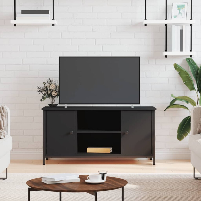 TV-benk svart 100x40x50 cm konstruert tre